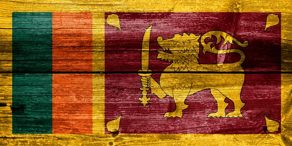 Sri Lanka Bandeira pintada em madeira velha prancha textura — Fotografia de Stock