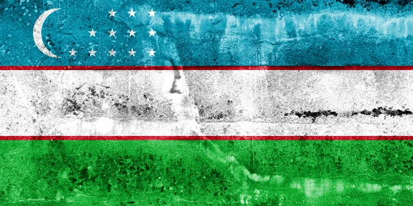 Drapeau de l'Ouzbékistan peint sur un mur de grunge — Photo