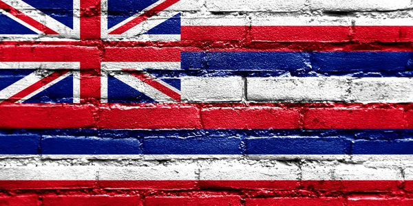 夏威夷国旗画在砖墙上 — 图库照片