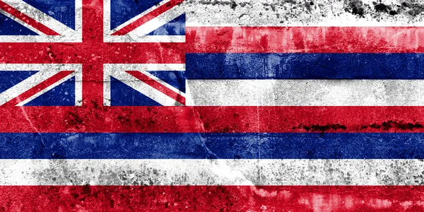 Hawaii-Flagge auf Grunge-Wand gemalt — Stockfoto