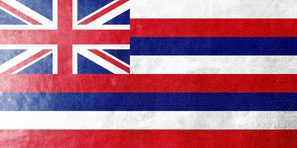 Hawaii-Flagge auf Leder-Textur gemalt — Stockfoto