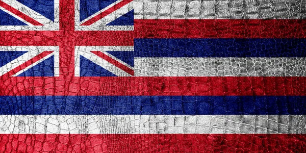 Hawaii Flag painted on luxury crocodile texture — Stock Photo, Image