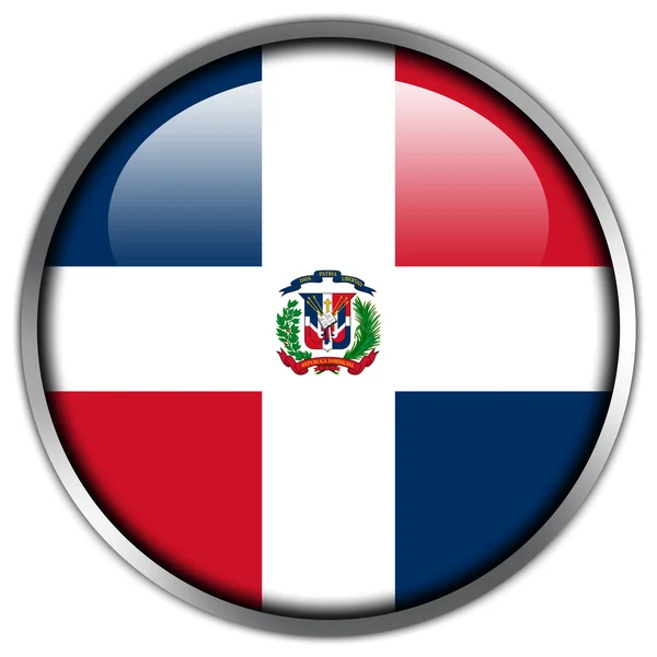 Dominikánská republika vlajka lesklý tlačítko — Stock fotografie