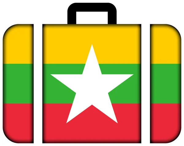 Koffer mit burmesischer Flagge — Stockfoto