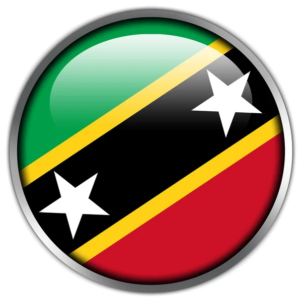 Блестящая кнопка флага Сент-Китса и Невиса — стоковое фото
