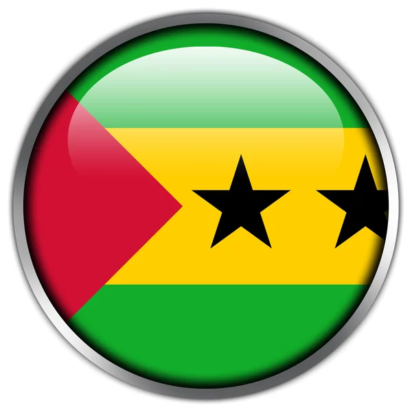 Santo Tomé y Príncipe Bandera botón brillante — Foto de Stock