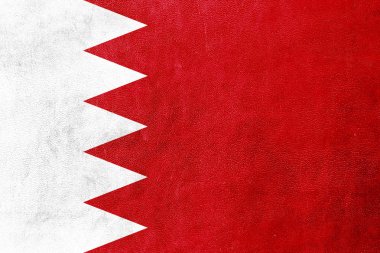 deri dokusu üzerinde boyalı Bahreyn bayrağı