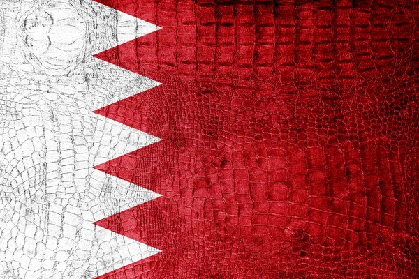 Bahrain Flag painted on luxury crocodile texture — Stock Photo, Image