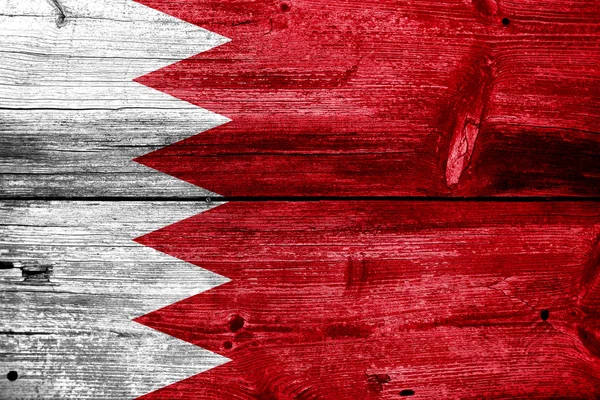 Bahrain Flag painted on old wood plank texture — Stock Photo, Image