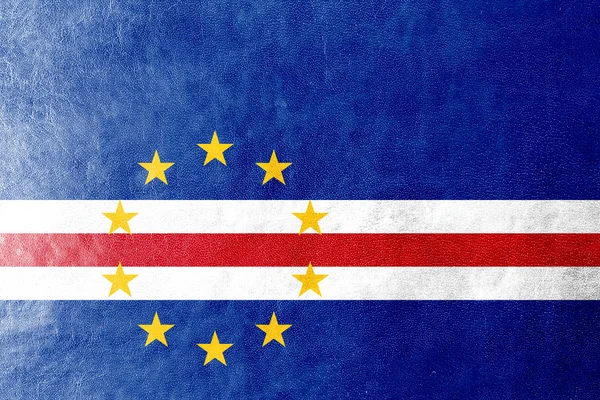 Cape Verde Drapeau peint sur la texture du cuir — Photo