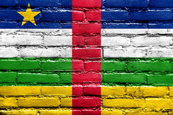 Central African Republic Flag painted on brick wall — Stock Photo, Image