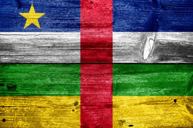 eski ahşap tahta dokusu üzerinde boyalı Orta Afrika Cumhuriyeti bayrağı
