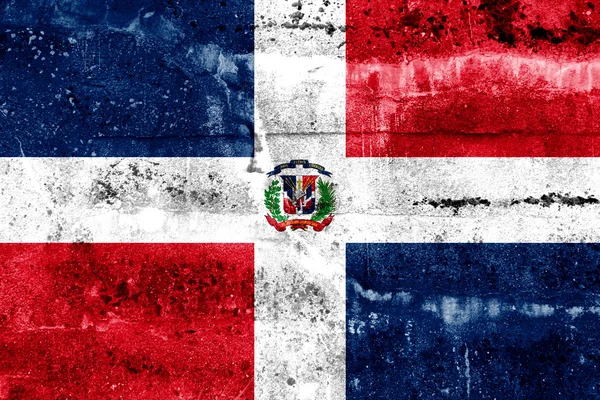 Bandera de República Dominicana pintada en pared grunge —  Fotos de Stock