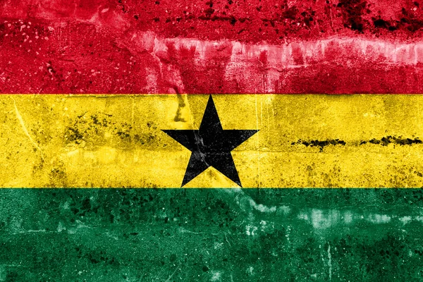 Ghana Bandiera dipinta su parete grunge — Foto Stock