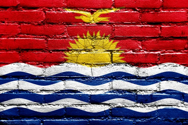 Kiribati bayrak tuğla duvara boyalı — Stok fotoğraf