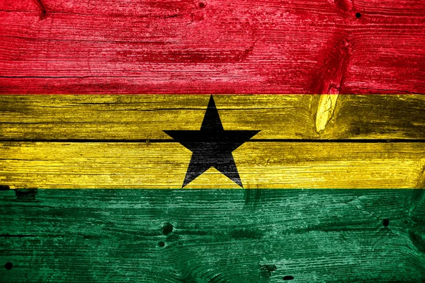 Bandera de Ghana pintada sobre madera vieja textura del tablón —  Fotos de Stock