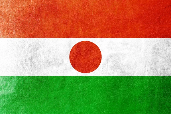 Niger Flag painted on leather texture — Stock Photo, Image