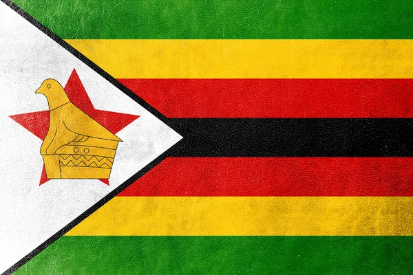 Flaga Zimbabwe malowane na tekstury skóry — Zdjęcie stockowe