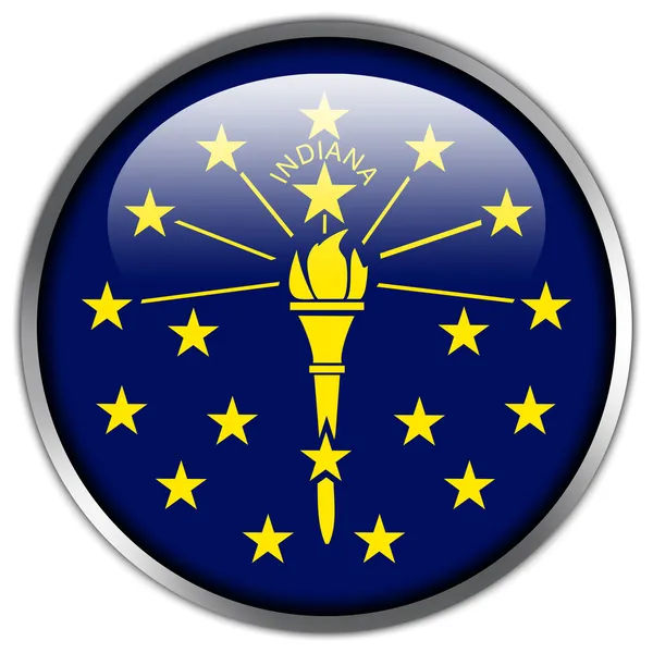 Indiana State Flag glossy button — Stock Photo, Image