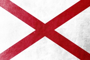 deri dokusu üzerinde Alabama Eyalet bayrağı boyalı
