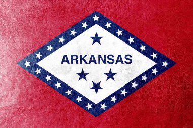 deri dokusu üzerinde boyalı arkansas eyalet bayrağı