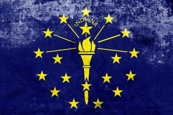 Grunge 印第安纳州州旗 — 图库照片