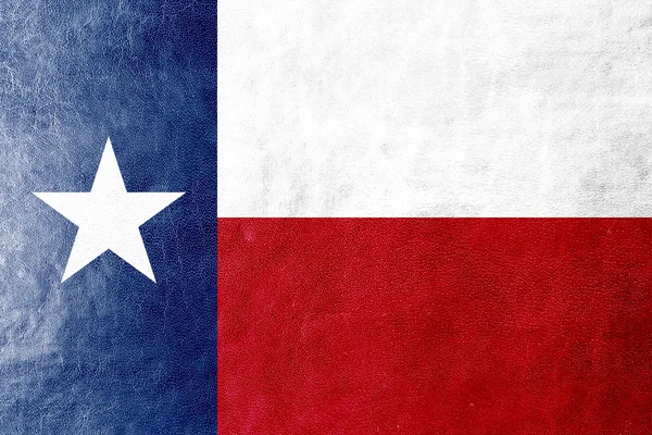 Texas state flagga målade på läder texture — Stockfoto