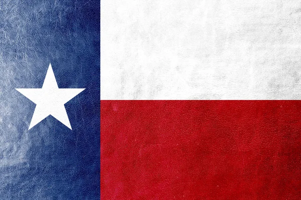 Texas state flag lackiert auf leder textur — Stockfoto