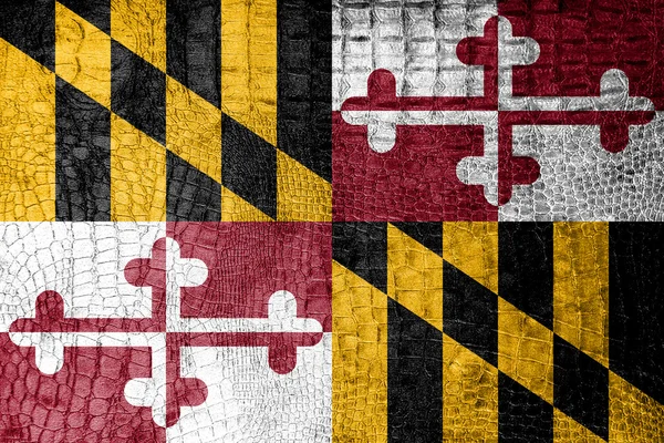 Bandeira do Estado de Maryland pintada em textura de crocodilo de luxo — Fotografia de Stock