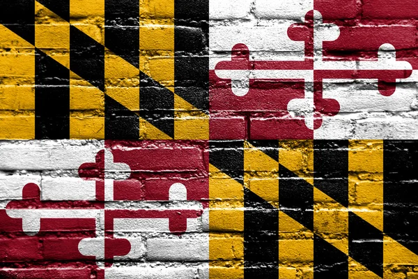 Vlajka státu Maryland maloval na zdi — Stock fotografie