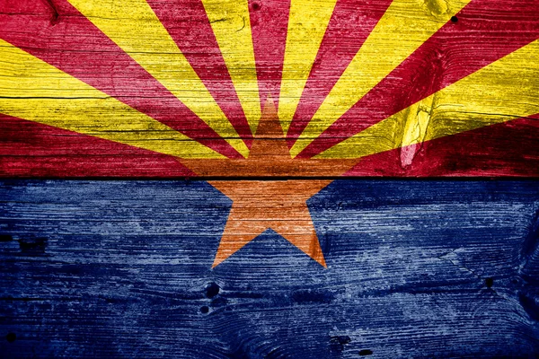 Arizona State Flag painted on old wood plank texture — Stock Photo, Image