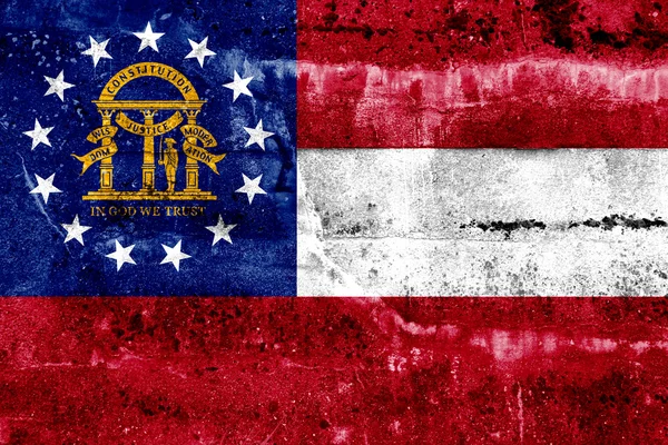 Georgien-Flagge auf Grunge-Wand gemalt — Stockfoto