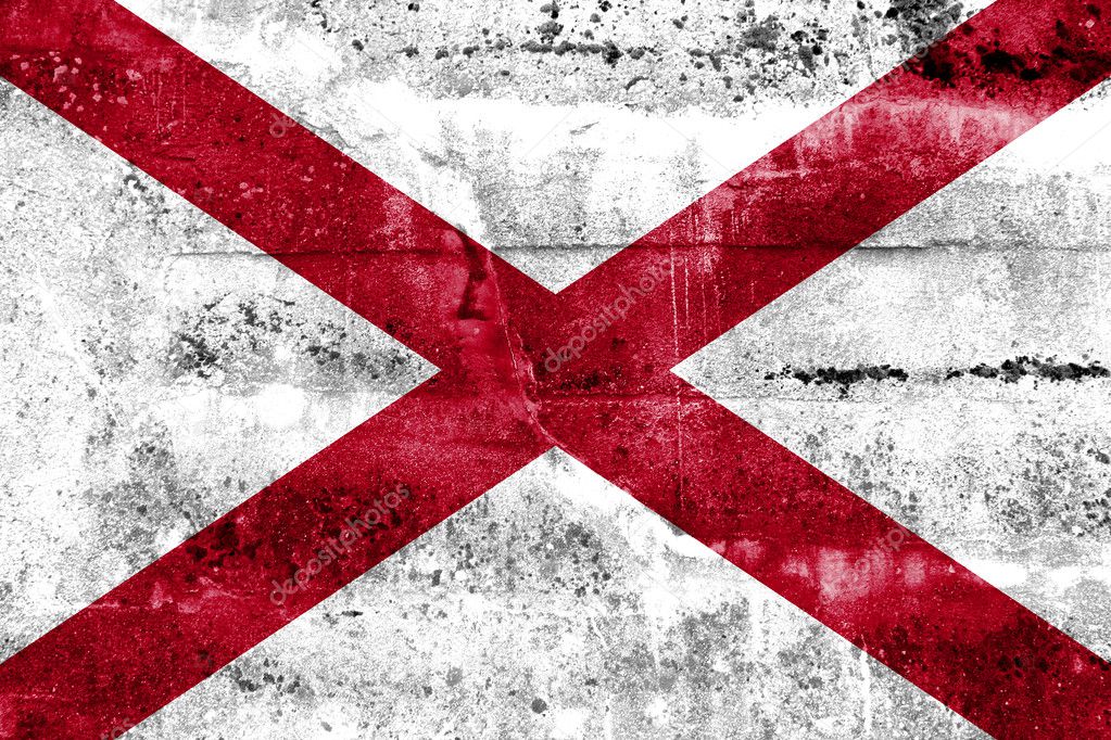 Alabama State Flag painted on grunge wall