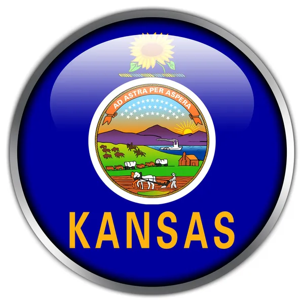 Kansas staat glanzende knop markeren — Stockfoto