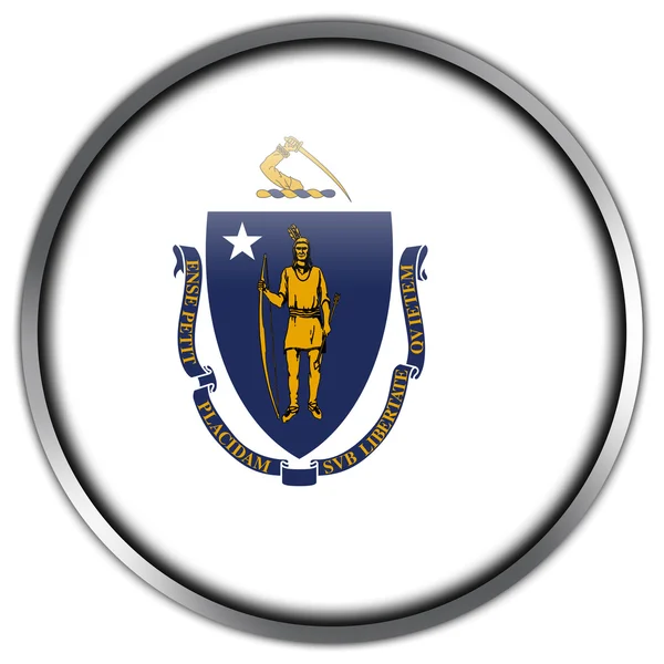 Massachusetts eyalet bayrağı parlak düğme — Stok fotoğraf