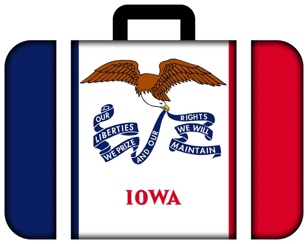 Koffer mit iowa-Staatsflagge — Stockfoto