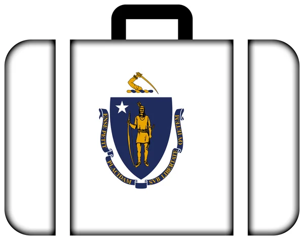 美国马萨诸塞州州旗的手提箱 — 图库照片