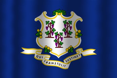 Connecticut eyalet bayrağı sallayarak