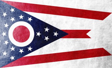 Ohio Devlet bayrağı deri dokusu üzerinde boyalı