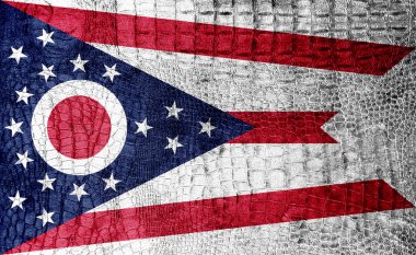 Ohio Devlet bayrağı lüks timsah doku üzerinde boyalı
