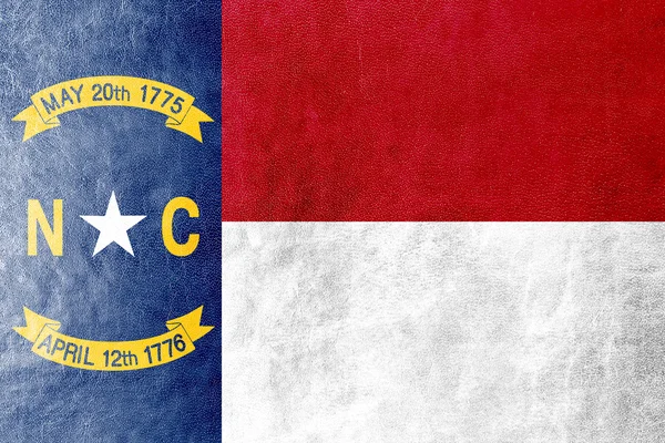 North carolina Braziliaanse vlag geschilderd op leder texture — Stockfoto