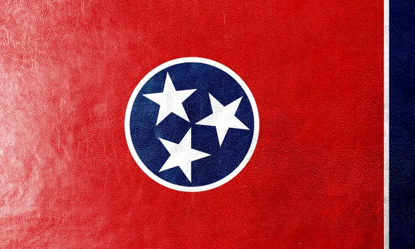 Tennessee state flagga målade på läder texture — Stockfoto