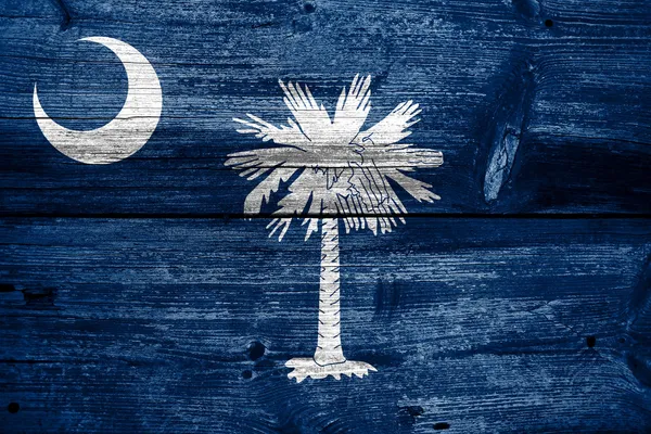 South carolina state flagga målade på gamla trä planka konsistens — Stockfoto