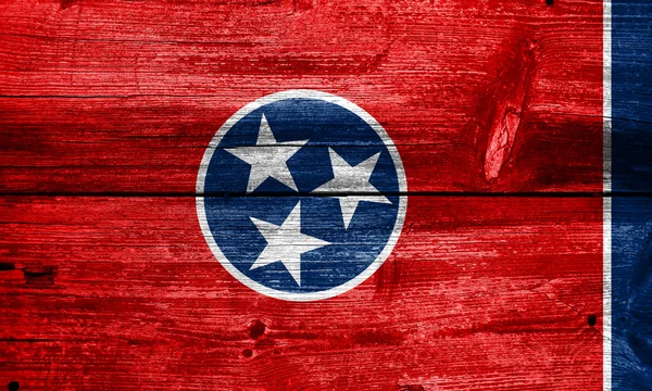 Tennessee State Flag painted on old wood plank texture — Stock Photo, Image