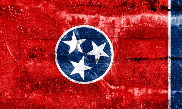 Bandeira do Estado do Tennessee pintada na parede grunge — Fotografia de Stock