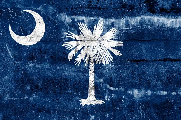 South Carolina State Flagge auf Grunge-Wand gemalt — Stockfoto