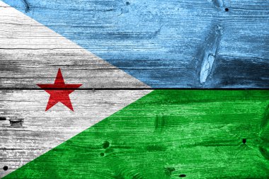 eski ahşap tahta dokusu üzerinde boyalı Cibuti bayrağı