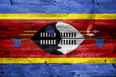 Svaziland bayrağı eski ahşap tahta dokusu üzerinde boyalı