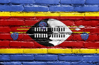 Svaziland bayrak tuğla duvara boyalı