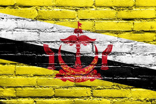 Brunei Drapeau peint sur un mur de briques — Photo